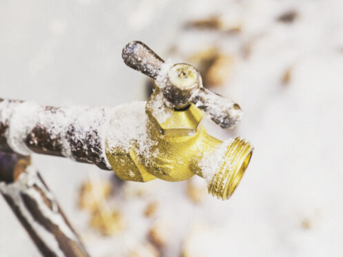 Frozen outdoor water faucet